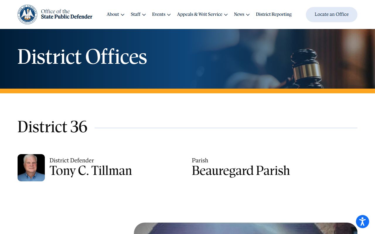 Beauregard Parish arrest records and District 36 public defender office information