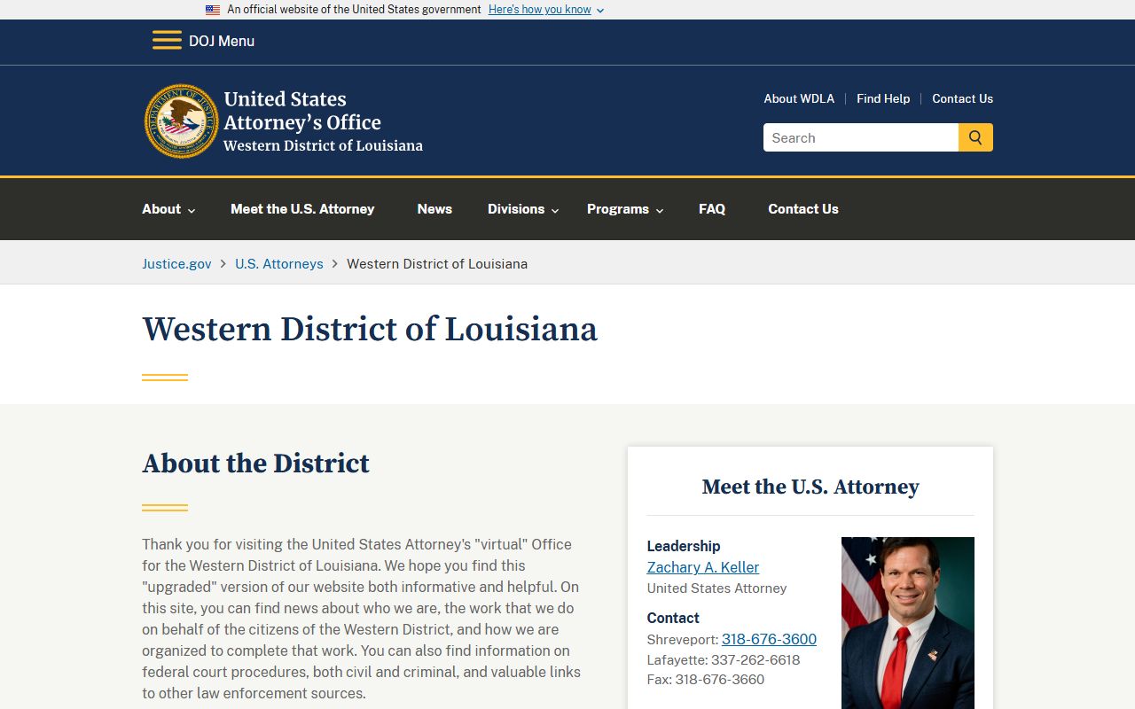Beauregard Parish arrest records and federal charge records in Western District of Louisiana