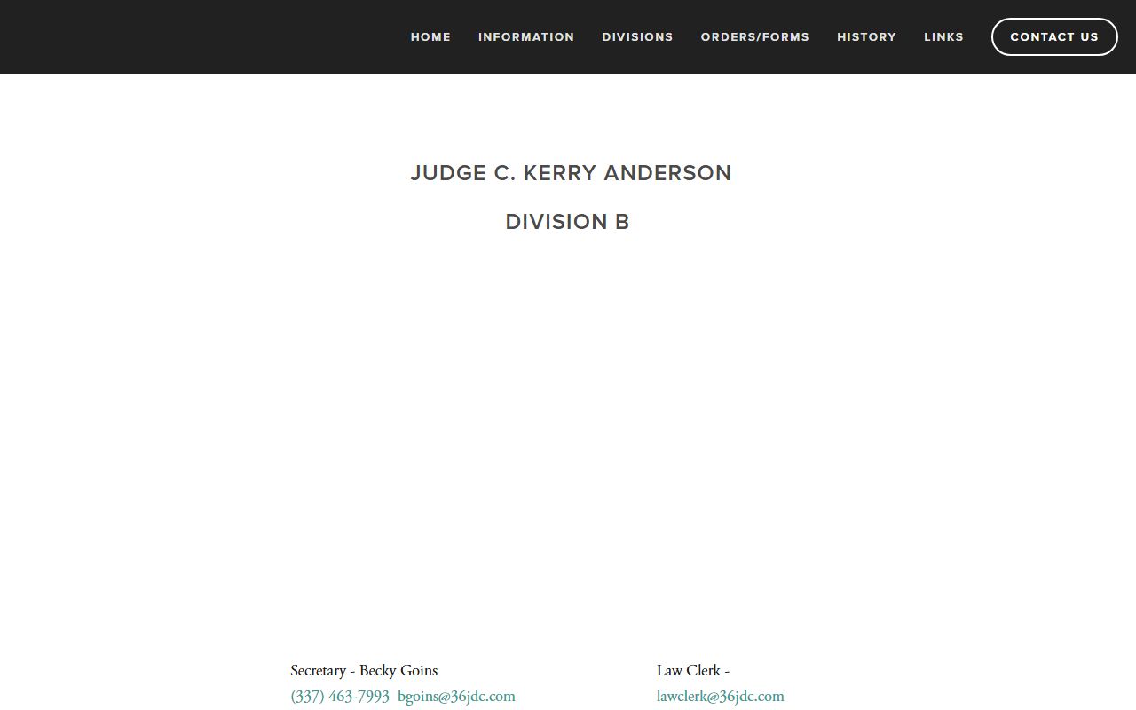 Beauregard Parish District Court Division B judge page