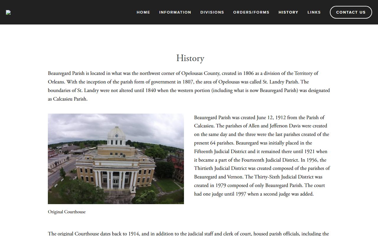 Beauregard Parish District Court courthouse history and records context