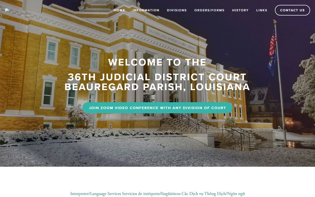 Beauregard Parish District Court 36th Judicial District Court homepage