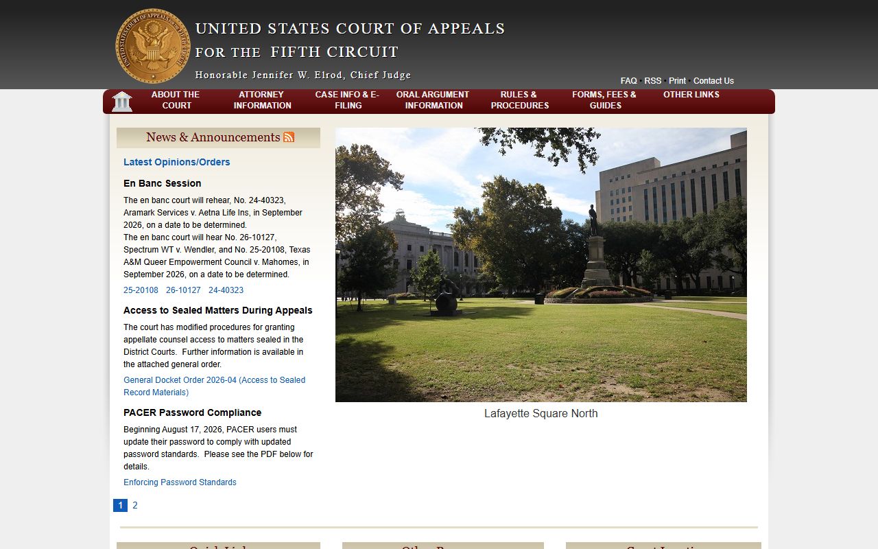 Beauregard Parish Court records Fifth Circuit federal appeals