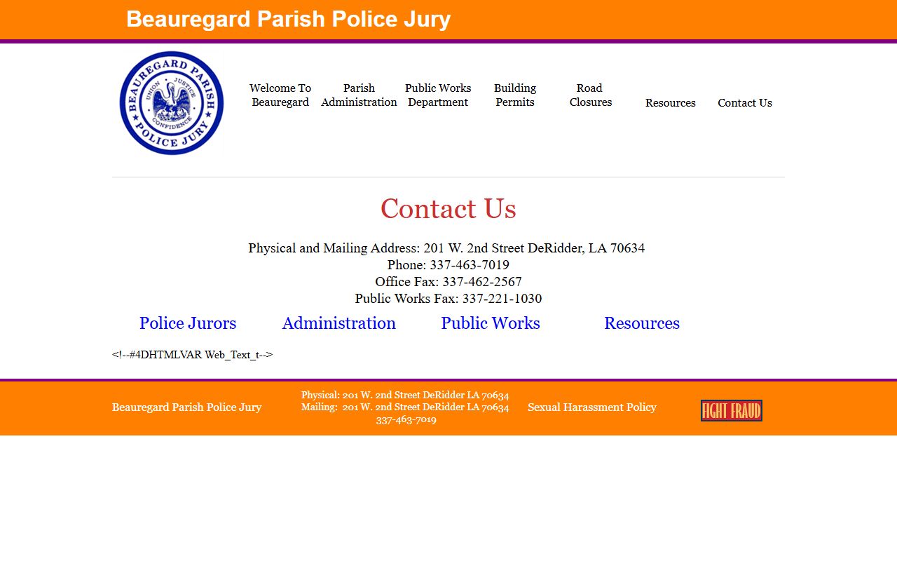 Beauregard Parish Court records Police Jury contact information