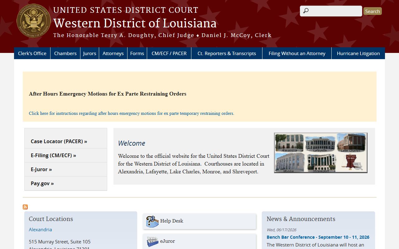 Beauregard Parish Court records Western District of Louisiana federal court
