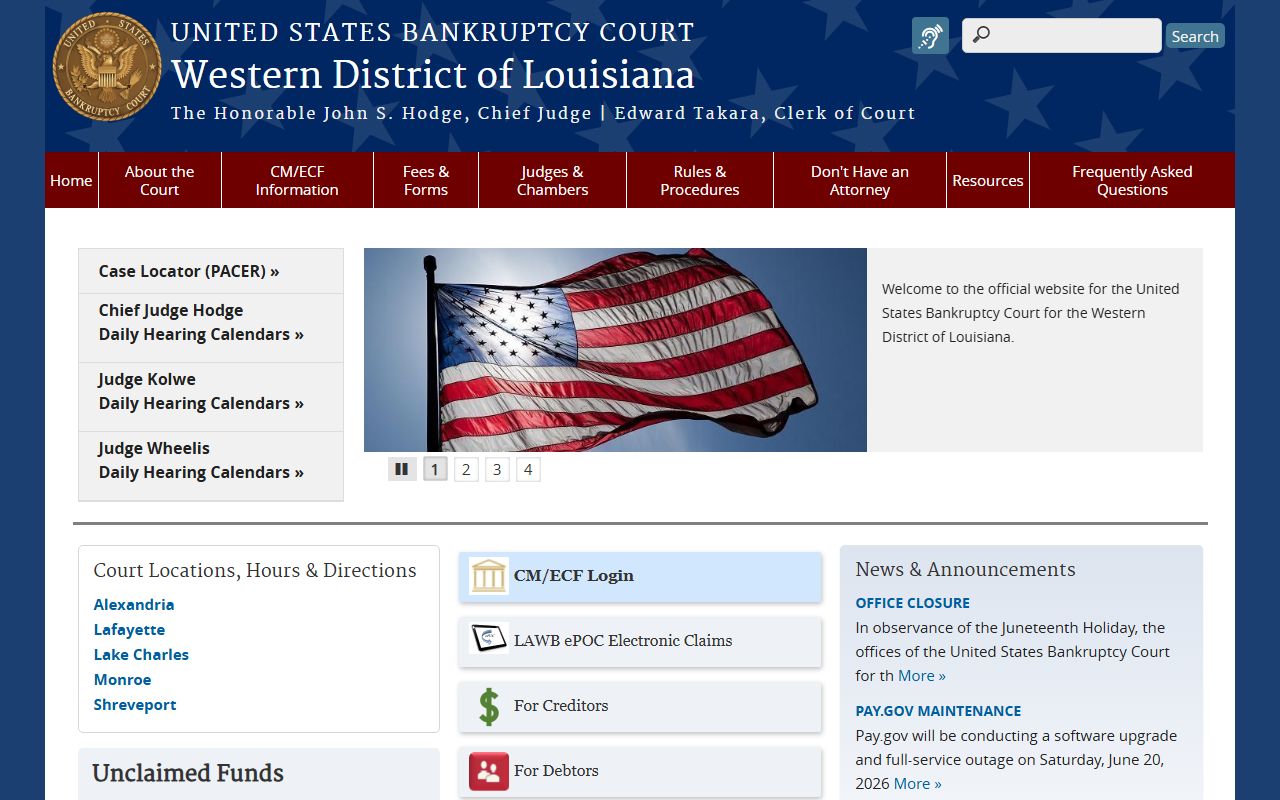 Beauregard Parish Court records Western District bankruptcy court