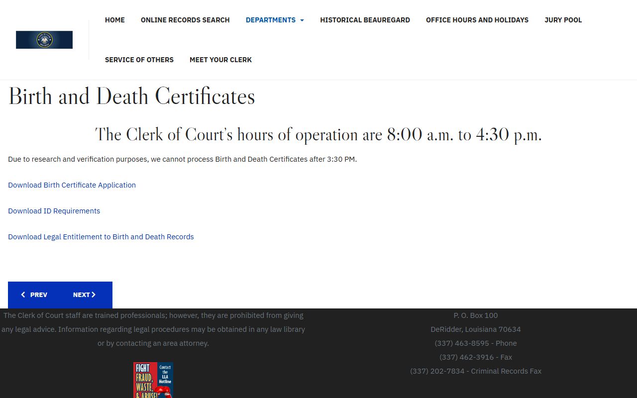 Beauregard Parish marriage and divorce records related vital records route