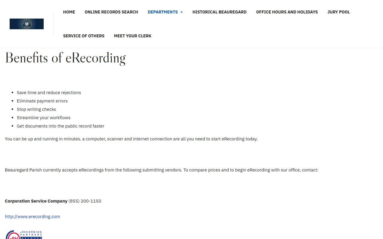 Beauregard Parish probate records and Clerk e-recording options