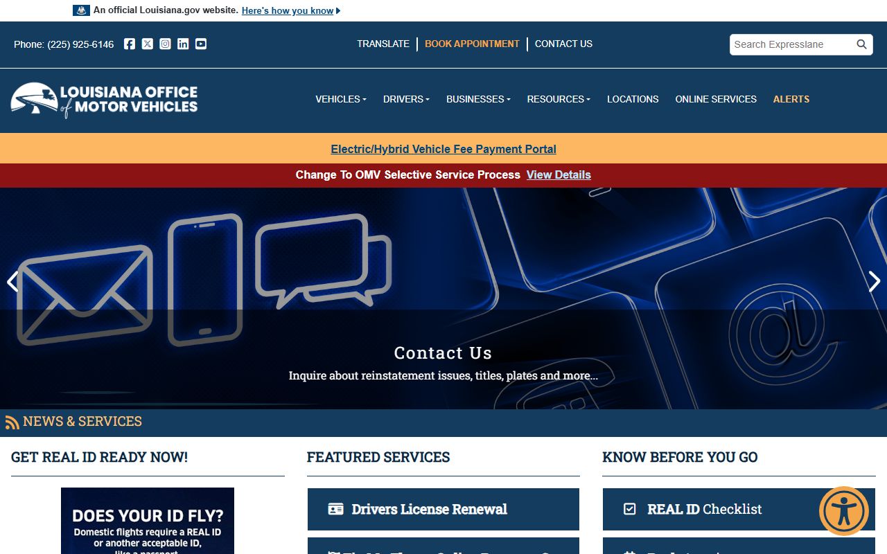Beauregard Parish traffic court records Louisiana OMV ExpressLane portal